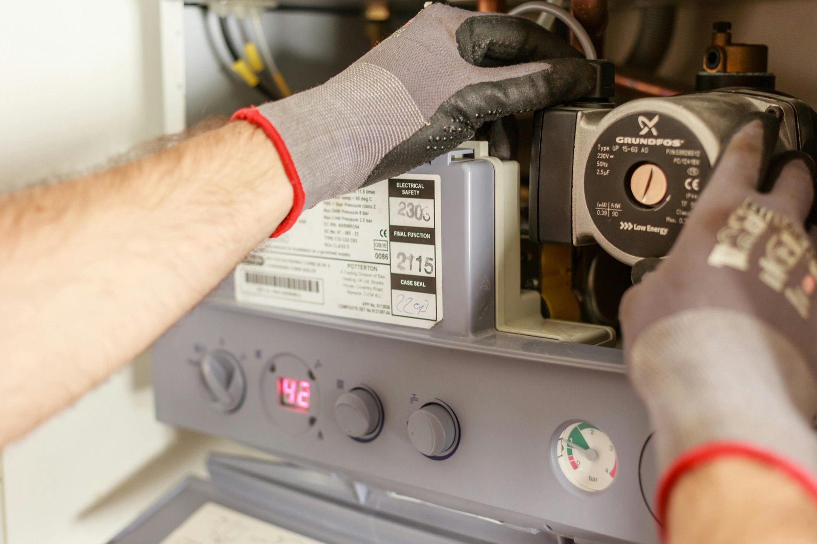 Technician servicing an appliance